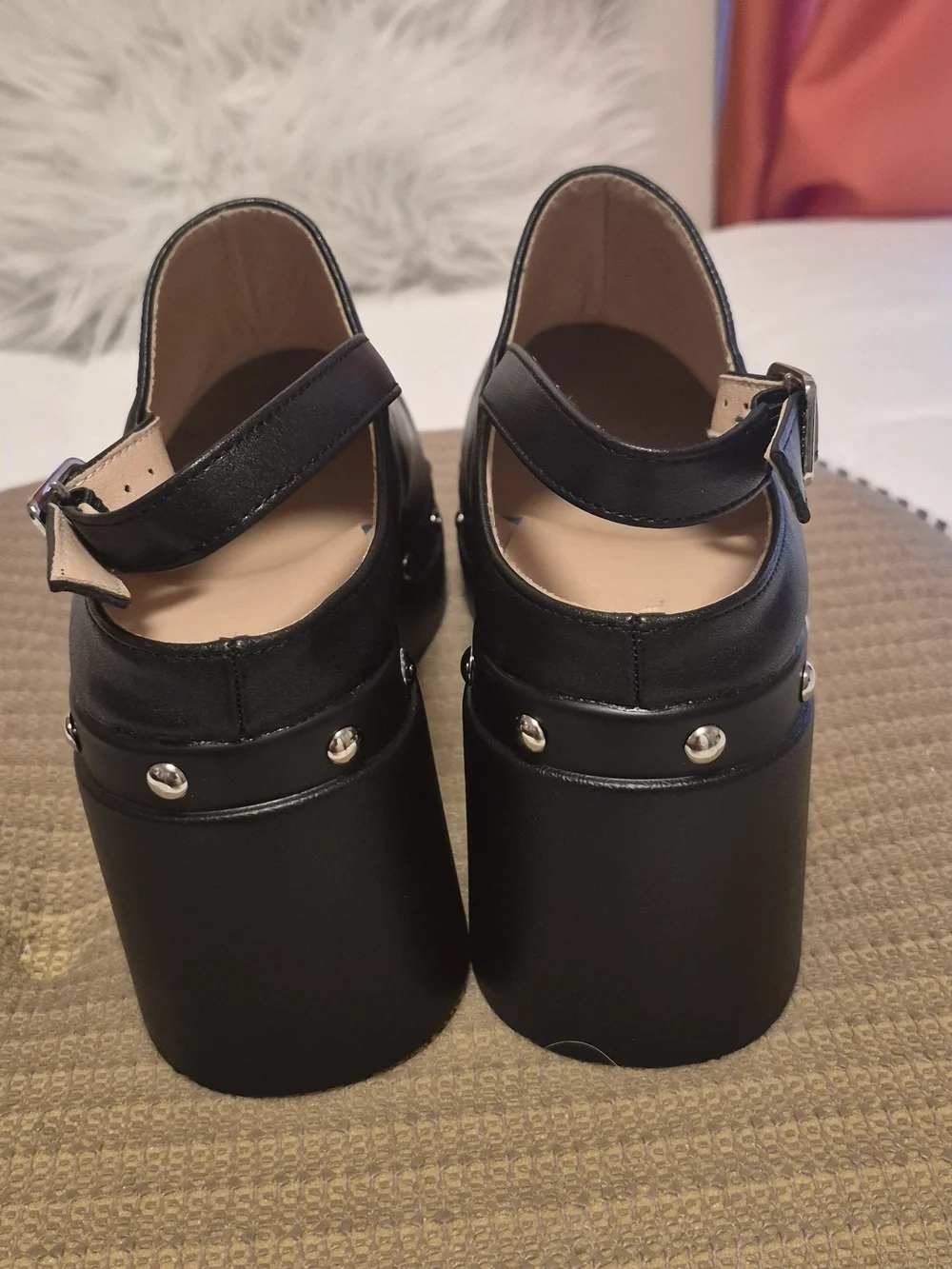 Black Studded Platform Slingback Clogs - Women's